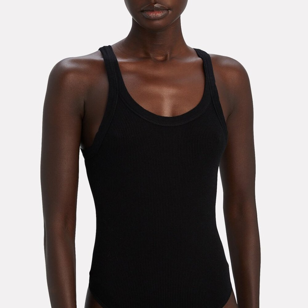 Re/done Ribbed Tank BodySuit. Black Size Small
